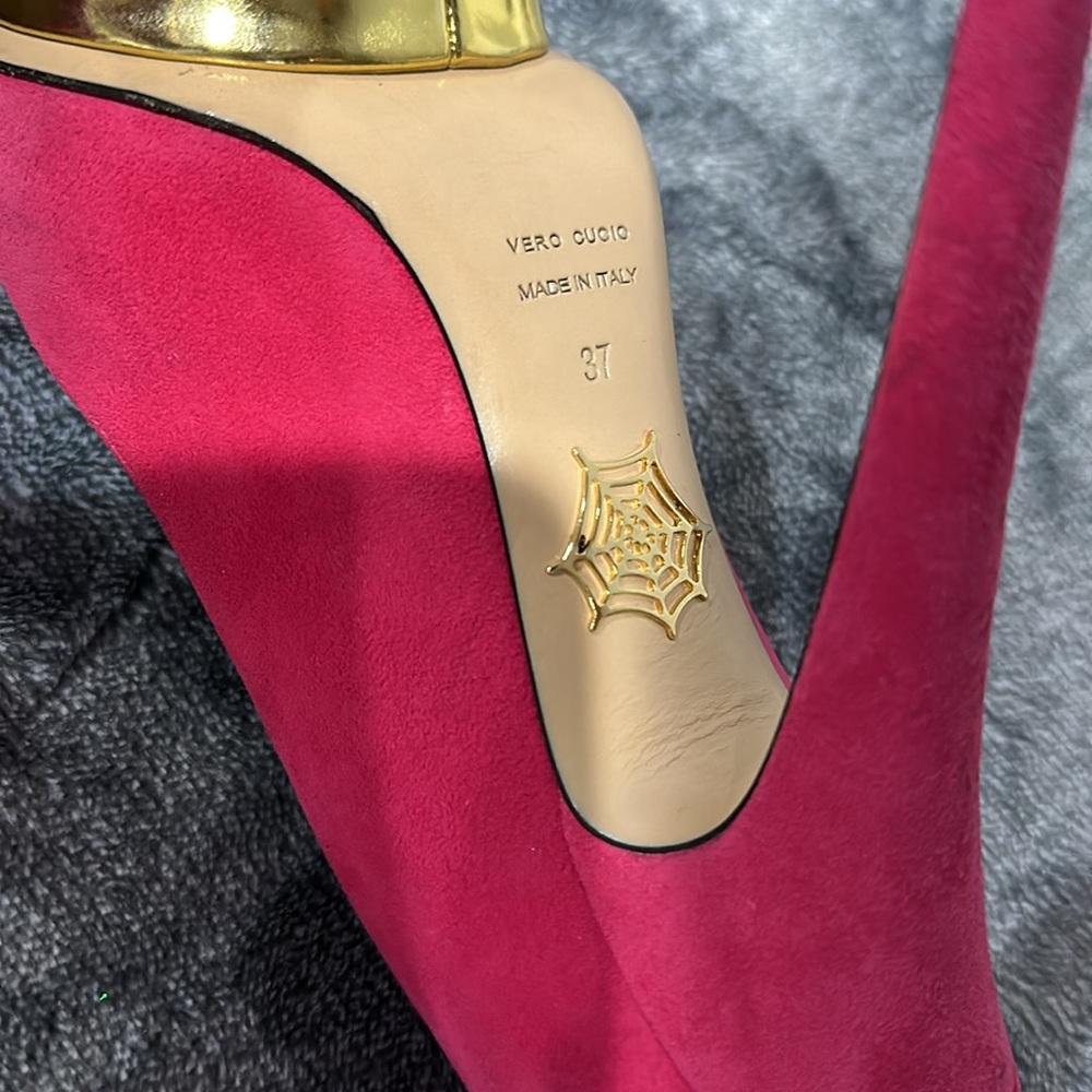 Charlotte Olympia Shoes Size 37 Pink and Gold - Picture 11 of 12